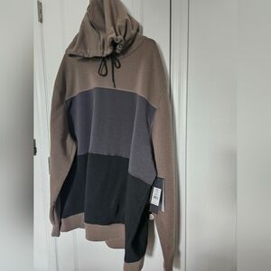 NWT PLUS SIZE MENS LEG3ND HOODIE BROWN/GRAY COMBO 3X